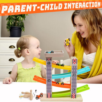 Circuit de Mașinuțe Colorate din Lemn pentru Copii | image