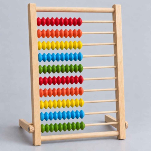 Numărătoare din lemn cu 100 de bile colorate