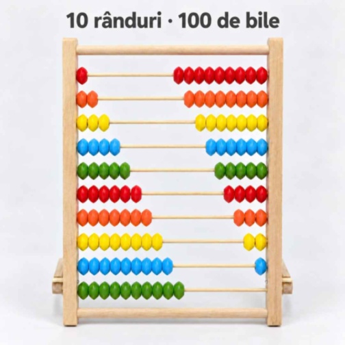 Numărătoare din lemn cu 100 de bile colorate