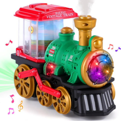 Tren Interactiv cu Efect de Fum și Lumini (culoare aleatorie)