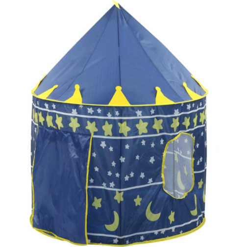 Căsuță de Joacă Tip Cort Castel pentru Copii, Design cu Stele și Lună, 135 cm