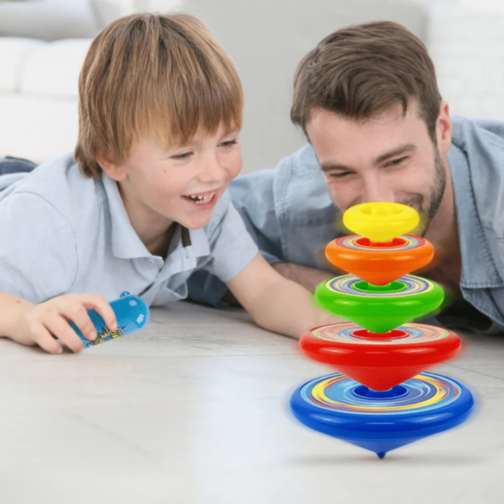 Titirezi Colorati cu Lansator Gyro pentru Copii