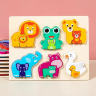 Puzzle de lemn cu animale și puii lor