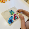 Puzzle de lemn cu animale și puii lor