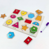 Puzzle din Lemn cu Forme Geometrice și Tablă de Scris