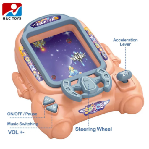 Consolă Portabilă Space Fighter cu Obstacole Spațiale (culoare aleatorie)