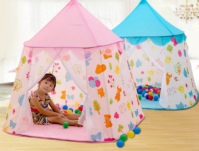 Căsuță de Joacă Roz Tip Cort pentru Copii, Model Animale Colorate, 125 cm | image