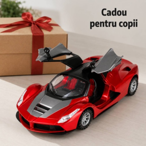 Mașină sport cu inerție și uși care se deschid