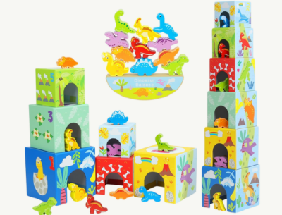 Set educativ de stivuire și echilibrare cu dinozauri | image