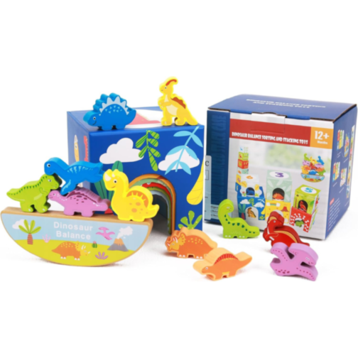 Set educativ de stivuire și echilibrare cu dinozauri