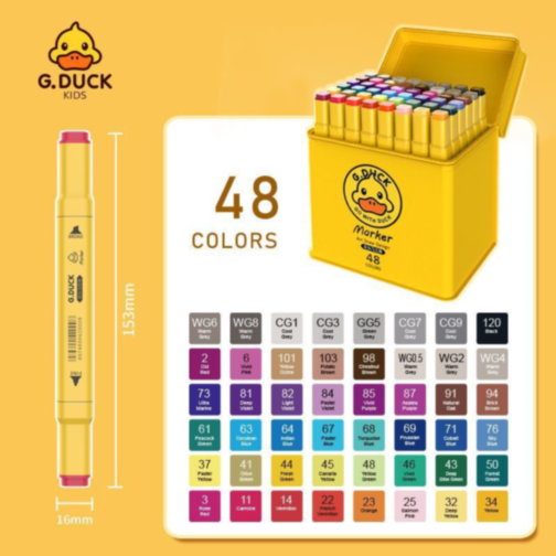 Set 48 Markere Profesionale cu Două Capete – G.Duck