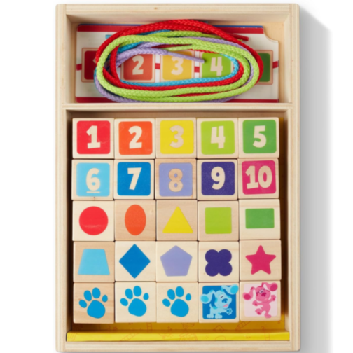 Set de cuburi din lemn cu șireturi educative Montessori