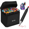Set de 60 Markere Colorate Dublu Vârf cu Husă Practică