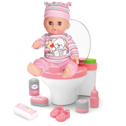 Păpușă Interactivă de 30 cm cu Oliță cu Lumină și 12 Sunete – Set Complet de Îngrijire