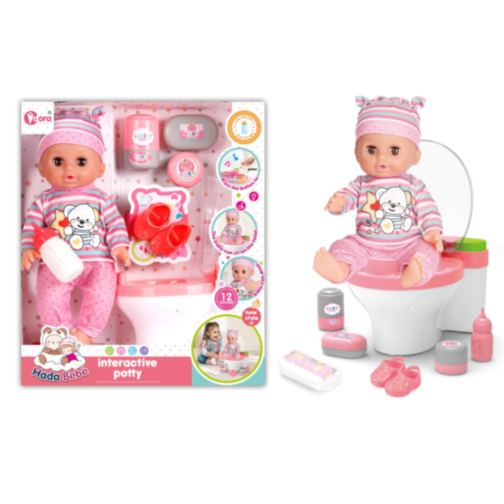 Păpușă Interactivă de 30 cm cu Oliță cu Lumină și 12 Sunete – Set Complet de Îngrijire