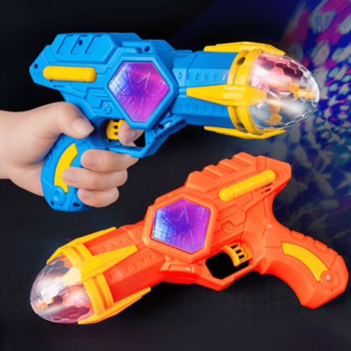 Pistol Spațial cu Lumină Rotativă și Sunete (culoare aleatorie)