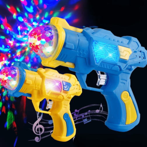Pistol Spațial cu Lumină Rotativă și Sunete (culoare aleatorie)