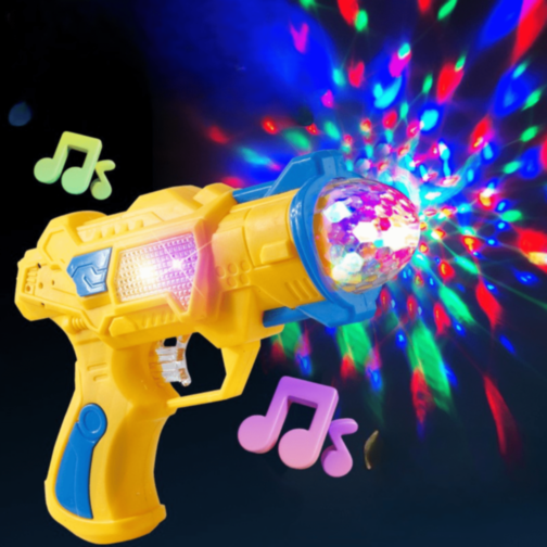 Pistol Spațial cu Lumină Rotativă și Sunete (culoare aleatorie)
