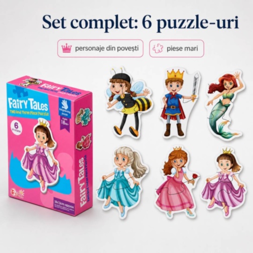 Set puzzle cu personaje din povești pentru copii mici