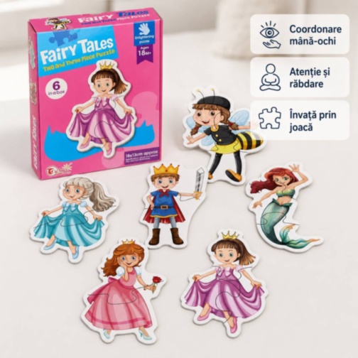 Set puzzle cu personaje din povești pentru copii mici