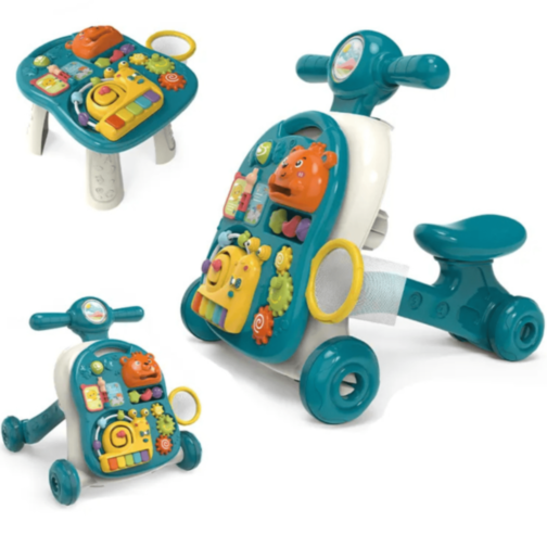Premergător 4-în-1 pentru Bebeluși | Masă de Joacă, Vehicul și Activități Muzicale  