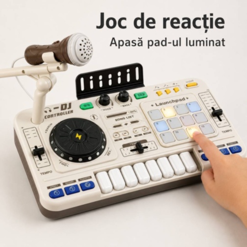 Mixer DJ muzical pentru copii cu microfon și lumini