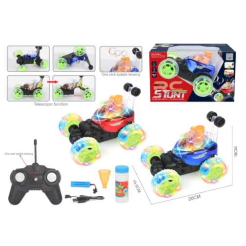 Mașinuță Acrobatică cu Telecomandă și Funcție de Bule, Efecte de Lumină și Muzică