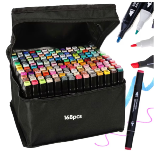 Set de Markere cu 168 Culori Vibrante – Ideal pentru Desen și Ilustrații