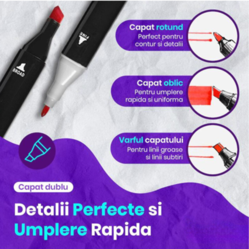 Set de Markere cu 168 Culori Vibrante – Ideal pentru Desen și Ilustrații