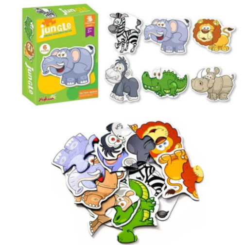 Puzzle Animale Junglă 6 în 1 pentru Copii