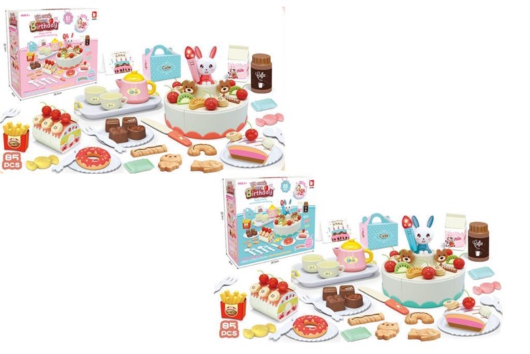 Tortul Aniversar de Fructe cu Lumânare Muzicală care Poate fi Suflată, 85 accesorii
