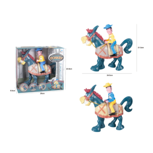 Cowboy pe Măgar Electric cu Sunete și Mișcare - Aventură Animată