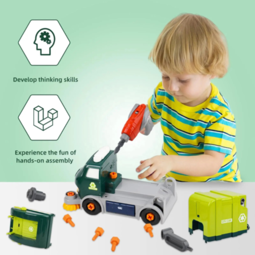 Camion de reciclare cu funcții interactive și șurubelniță electrică