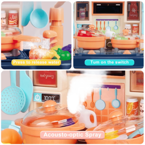 Bucătărie Interactivă cu Accesorii și Sunete pentru Copii (albastru)