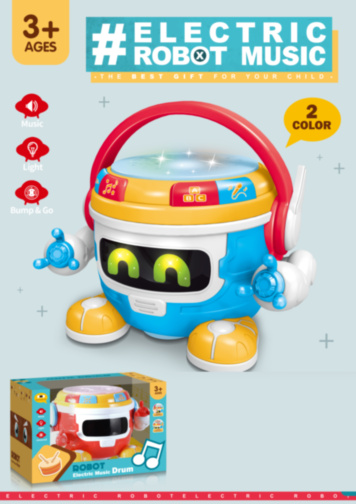 Robot-Tobă Interactiv, cu Butoane, Sunete și Luminițe