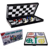 Set 3 în 1 Jocuri de Societate - Șah, Dame și Ludo