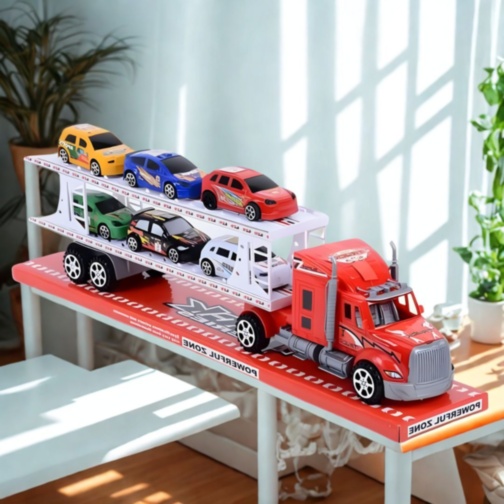 Camion Transport Auto cu 6 Mașinuțe Incluse (culori aleatorii)