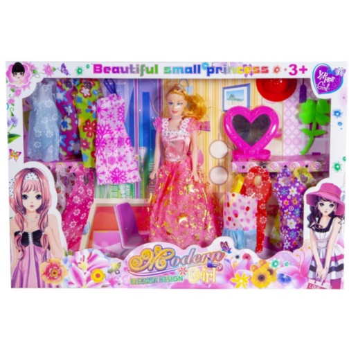 Barbie cu 12 Ținute și Oglindă 