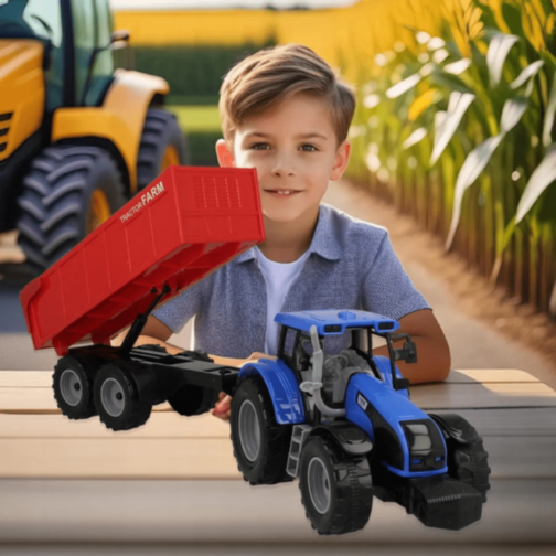 Tractor Fermă cu Remorcă Mare (culoare aleatorie)