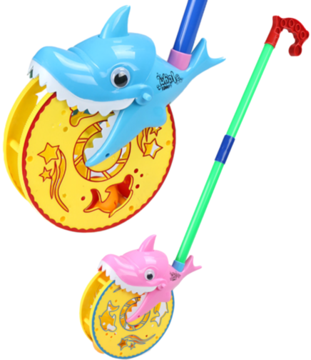 Roata pe Băț "Baby Shark" cu Sunete de Împins 