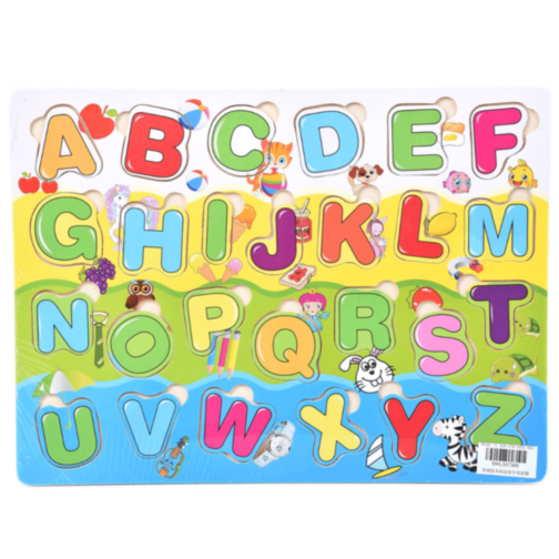 Puzzle din Lemn Alfabet – Litere Mari Colorate A-Z