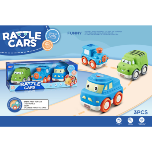 Set de 3 mașini zornăitoare din vinil – Rattle Cars