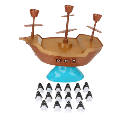 Joc de Echilibru Pirate Boat cu Pinguini, Dezvoltă Coordonarea și Răbdarea