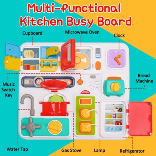 Busy Board Montessori de Bucătărie cu Activități Interactive