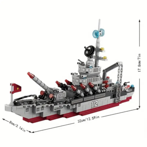 Set de Construcție Navă de Război 8 în 1 – 554 Piese și 2 Figurine Incluse