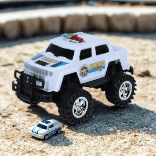 Mașină Poliție Monster Truck cu Roți Mari (culoare aleatorie)