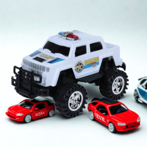 Mașină Poliție Monster Truck cu Roți Mari (culoare aleatorie)