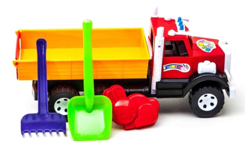 Camion cu Lopățica, Greblă și Formă de Nisip, 47cm