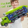 Camion Transporter cu Piste de Curse și Mașinuțe – Model „Rocket” (galben)