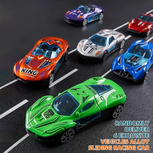 Camion Transporter cu Piste de Curse și Mașinuțe – Model „Rocket” (galben)